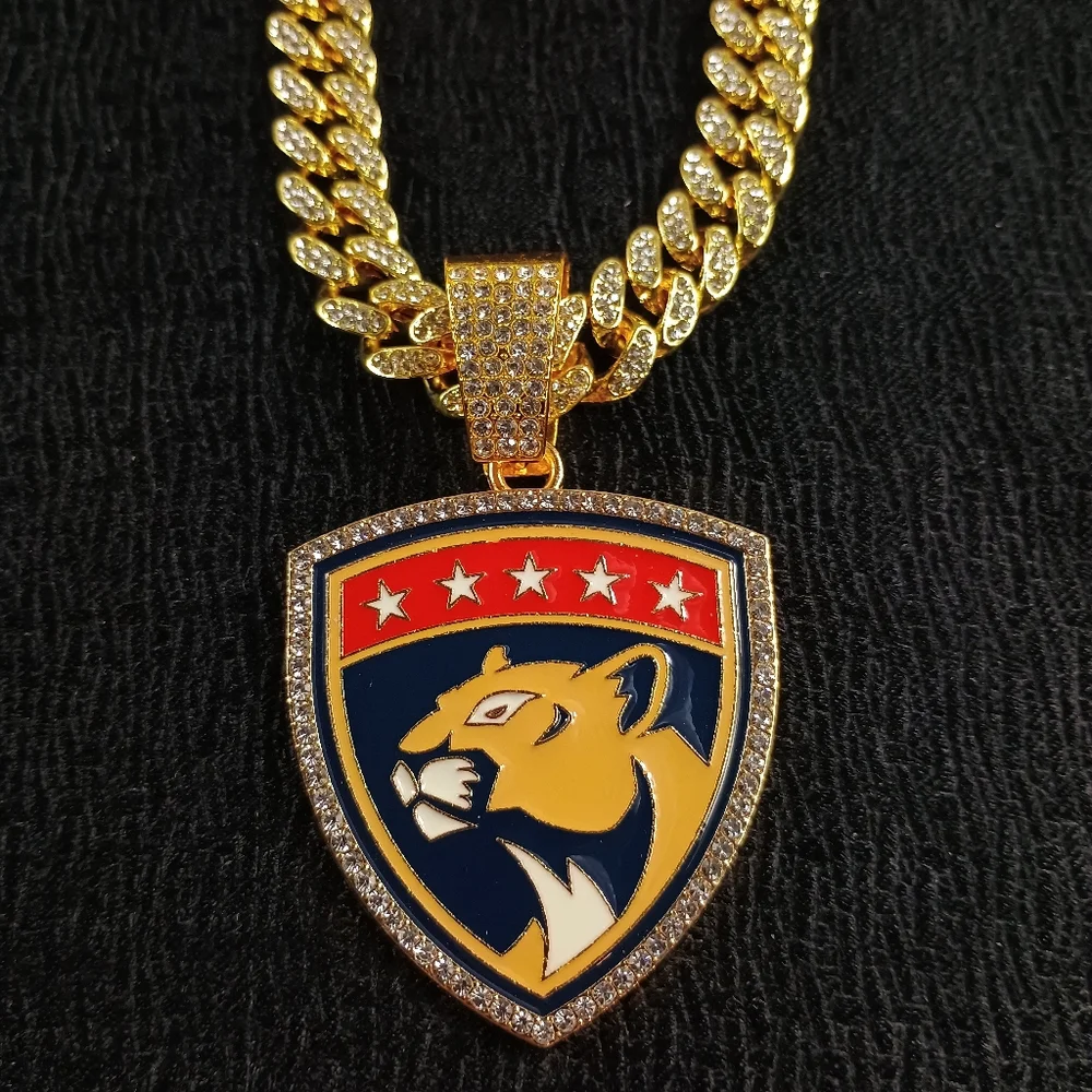 Florida Panthers 20 Inch Necklace Pendant Cuban Chain Link NHL Hockey Jewelry